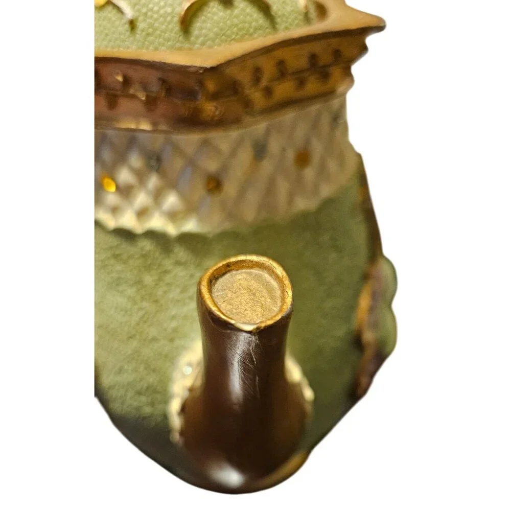 Tea Pot‎ Kitchen Creations Ceramic Grapes Basket & Green Teapot Candle Holder